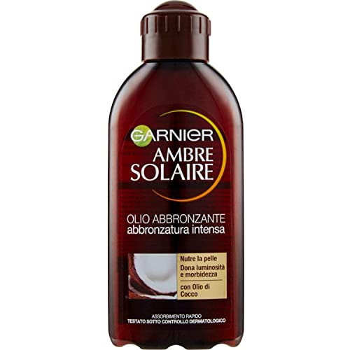 Garnier Ambre Solaire Olio Abbronzante, Per Un'Abbronzatura Intensa, Ideale Per Pelli Scure E Già Abbronzate, Nutre E Dona Luminosità E Morbidezza, Co