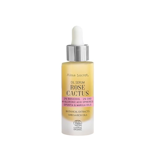 Alma Secret Siero Facciale - Olio Rosse Cactus, Siero Viso Con 2% Bakuchiol E Acido Ialuronico Siero Anti-Età, Prodotto Premium Per Skincare Viso, Eco