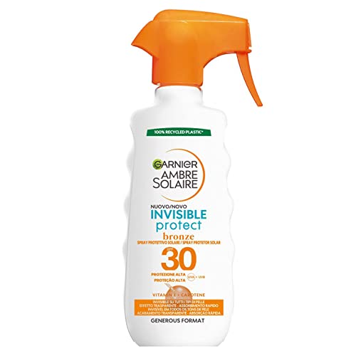 Garnier Ambre Solaire Spray Protettivo Invisible Protect Bronze, Viso E Corpo, Invisibile Su Tutti I Tipi Di Pelle, Con Protezione Alta Spf 30, Arricc