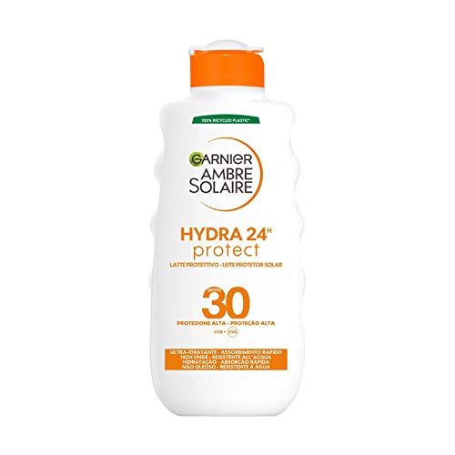 Garnier Ambre Solaire Latte Protettivo Hydra 24H Protect, Viso E Corpo, Ultra-Idratante Per Tutto Il Giorno, Con Protezione Alta Spf 30, Resistente Al