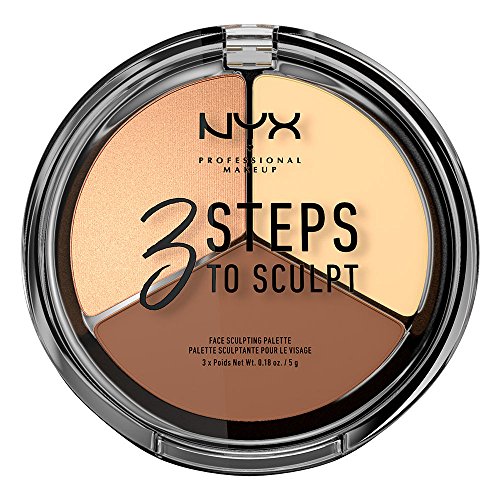 Nyx Professional Makeup Palette Sculpting Viso 3 Steps To Sculpt, Palette Contouring, Illuminante E Blush, Nuance: Light