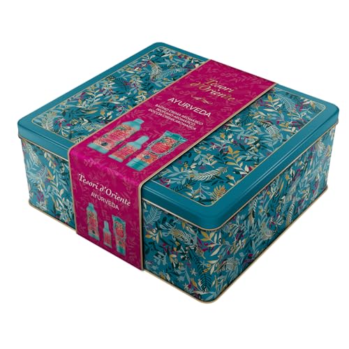 Tesori D'Oriente - Set Regalo Ayurveda Con Bagno Crema 500Ml, Doccia Crema 250Ml E Profumo Aromatico 100Ml, Dalle Note Di Amla E Patchouli, Dona Nutri