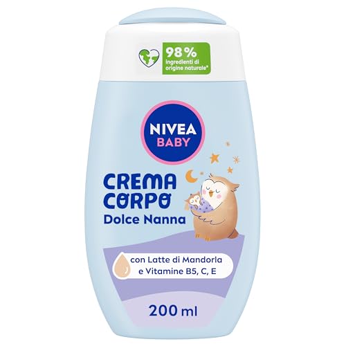 Nivea Baby Crema Corpo Dolce Nanna 200Ml, Crema Corpo Bambini Per Una Pelle Nutrita E Protetta, Crema Corpo Neonato Con Latte Di Mandorla E Vitamine,