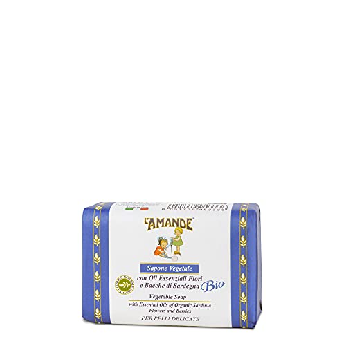 L'Amande - Sapone Mani Vegetale Neutro Delicato Per Pelli Sensibili, Detergente Idratante E Antistress Profumato Con Olio Essenziale Bio Di Mirto E Gi