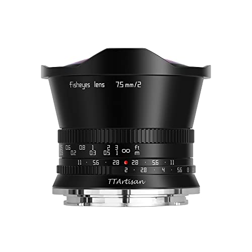 Tt Artisan 7,5 Mm F2.0 Aps-C Fisheye Connettore Mft Mount Black Ultra Grandangolare Con Angolo Di Visione Di 180 Gradi