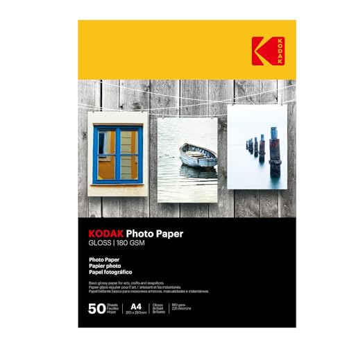 Kodak Carta Fotografica Gloss Insta Dry, A4, 180 G/M², 50 Fogli, Bianco
