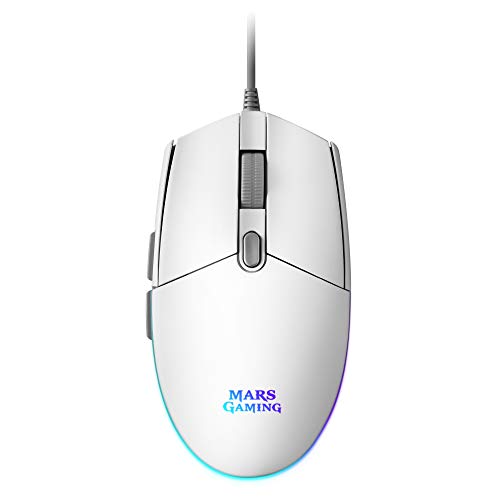 Marsgaming Mars Gaming Mmgw, Mouse Gaming Bianco, Rgb Flow, Anti-Scivolo, Mac/Windows/Linux