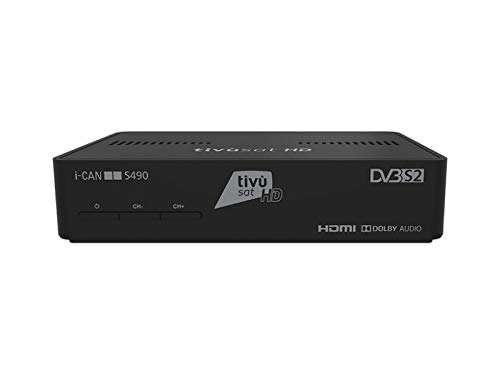 Ican S490 - Decoder Digitale Hd Tivùsat Ricevitore Satellitare Hevc Dvbs2 Hdmi Dolby Tvsat I-Can Media Player, Nero
