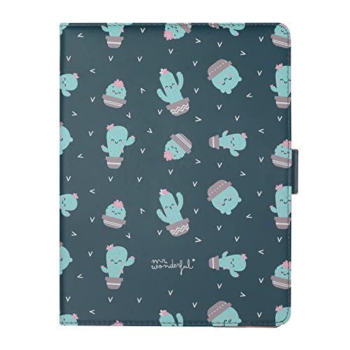Wondee Mr Wonderful Custodia Universale Per Tablet Da 9,7" A 10,2" Pollici, Tipo A Libro Con Motivo Cactus