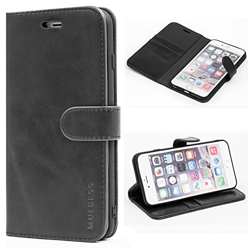 Mulbess Custodia Per Iphone 6S Plus/Iphone 6 Plus, Custodia Magnetica Flip Con Chiusura, Sintetica Portacellulare Protezione, Vintage Nero
