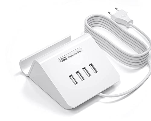 Wukur Caricatore Usb Multiplo 25W Caricabatterie Da Tavolo Alimentatore 4 Porte Per Iphone Ipad Ipod Samsung Lg Nexus Htc Nokia Motorola Wall Charger
