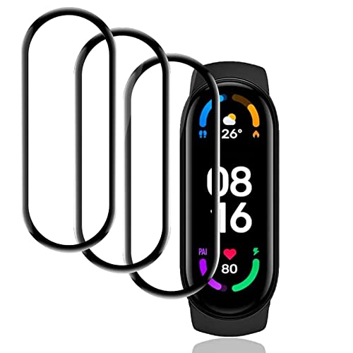 Pellicola Protettiva Compatibile Xiaomi Mi Band 6 Nfc/Mi Band 6/Mi Band 5[3 Pezzi], 3D Copertura Totale Adatta A Sensore Ultrasonico, [Non Vetro] [Sen