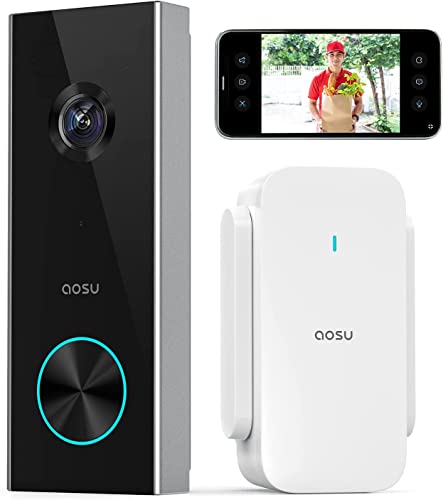 Aosu Videocitofono Senza Fili Da Esterno Hd 2K Videocitofono Wifi Alimentato A Batteria, 0 Costi Mensili, Rilevamento Umano Ai, Funzionante Con Alexa,
