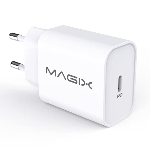 Magix Caricatore Pd Quick Charge 3.0 30W Da Muro, Usb Type-C, Ac 100-240V To Dc 5V 9V 12V 15V 20V (Compatibile Con Qc 1.0 2.0)(Presa Eur)(Bianco)