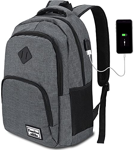 Yamtion Zaino Porta Pc Con Porta Di Ricarica Usb,Zaino Impermeabile,Zaino Per Computer Da 15.6 Pollici Per Business (Gjb6-Grigio Scuro)