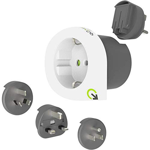 Q2 Power | Qplux Europe 3In1 | Europe (Schuko) To Aus, Uk, Us | Adattatore Universale Da Viaggio | Protezione Anti Scossa Kid Safe | Voltaggio E Poten