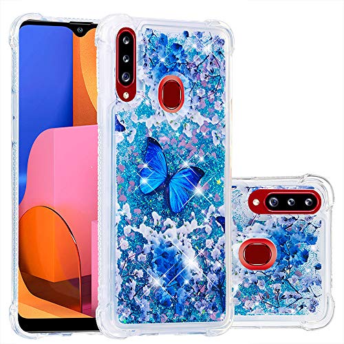 Cotdinforca Case For Samsung Galaxy A20S Custodia Bling,Samsung A20S Liquid Cases Glitter Sparkle Floating Silicone Shockproof Phone Cover Per Galaxy