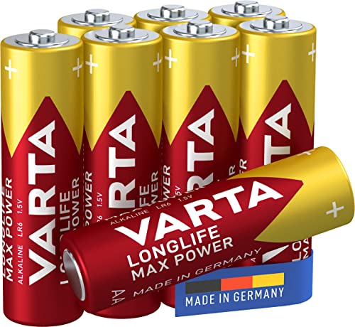 Varta Batterie Aa Longlife Max Power (Confezione Da 8), Batterie Alcaline, Prodotte In Germania (L'Imballaggio Può Variare)