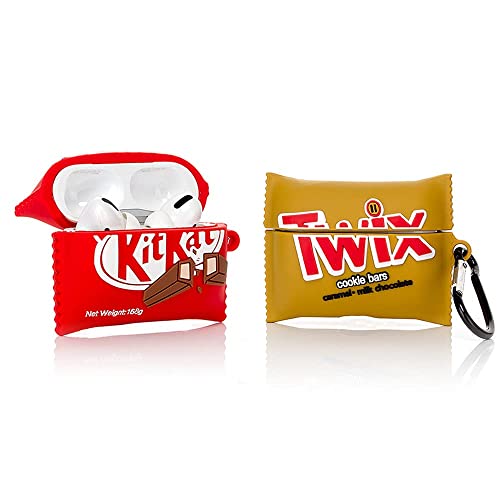 Derhom - Custodia Protettiva In Silicone Per Airpods Apple Pro [Candy Snack Series][2 Pack] (Kitkat/Twix)