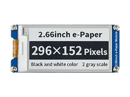 Waveshare 2.66Inch E-Paper E-Ink 296×152 Pixels Display Module,Support Partial Refresh, Black/White Dual-Color With Spi Interface