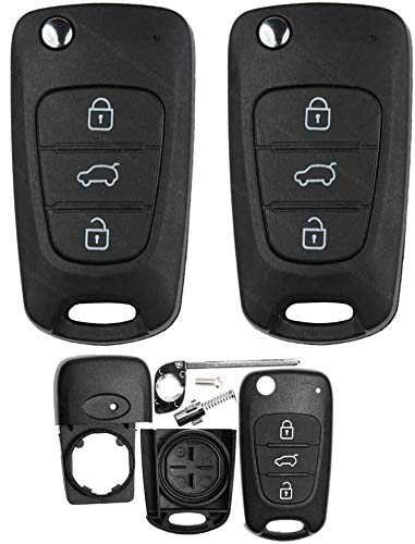 2 Gusci Portachiavi Accessori Ricambi Cover Copri Chiave Telecomando Auto 3 Tasti Compatibile Con Hyundai I20 - I30 - Ix20 – Ix35 - Elantra