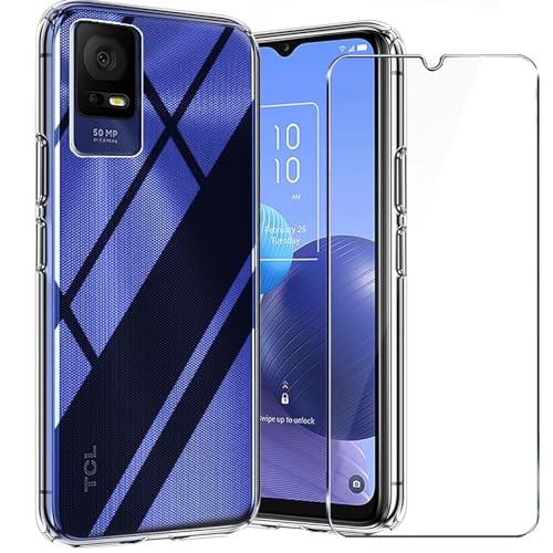 Custodia Per Tcl 406S/Tcl 405/Tcl 408 Pellicola Vetro Temperato Per Tcl 406S/Tcl 405/Tcl 408 Caso Protettiva Leggero Protector Morbido Tpu Cover Silic