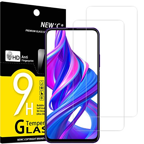 New'C 2 Pezzi, Vetro Temperato Per Honor 9X, Honor 9X Pro, Pellicola Prottetiva Anti Graffio, Anti-Impronte, Senza Bolle, Durezza 9H, 0,33Mm Ultra Tra