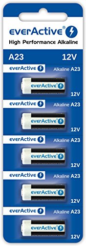 Everactive A23 12V, 5 Batterie Alcaline, Mn21 V23Ga 23A, Batteria Più Potente, Durata 4 Anni, 5 Pezzi – 1 Blister