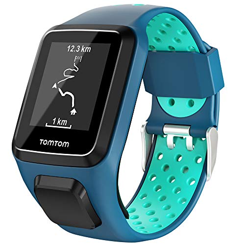 Keweni Compatibile Con Cinturino Tomtom, Cinturino In Silicone Di Ricambio Per Tomtom Adventurer Golfer 2 / Runner 2/3 Spark/Spark 3 (Blu Menta)