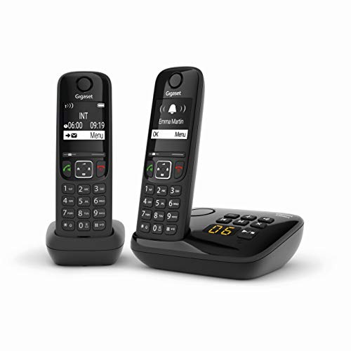 Gigaset As690A Duo Telefono Cordless, 2 Portatili + Segreteria, Vivavoce Alta Qualità, Tastiera Illuminata Ed Ampio Display, Lista Chiamate Fatte, Ric