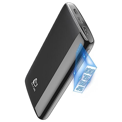 Slub Power Bank 12000Mah, 3A Usb C Ricarica Rapida, Sottile Leggero Caricatore Portatile, Led Display Digitale, Compatibile Con Iphone, Samsung, Huawe