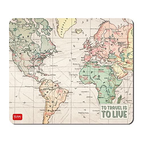 Legami - Tappetino Per Mouse, Mousepad, 21X18 Cm, Tema Travel, Compatibile Con Mouse Ottici, Wireless E Laser, Superficie Antipolvere, Antiriflesso, P