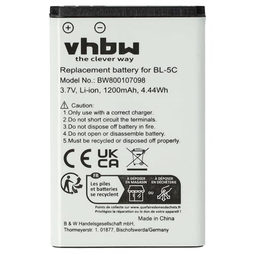 Vhbw Batteria Compatibile Con Alcatel 3Bn67330Aa, 8232, 8232 Dect, Mitel 5610, Nec G355 (1200Mah, 3,7V, Li-Ion) - Sostituisce Rtr001F01, 10000058.