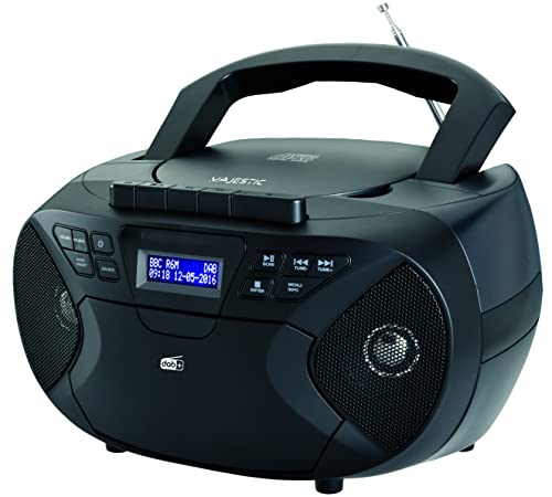 Majestic Ah 2430 Dab - Boom Box Portatile Lettore Cd, Radio Dab E Fm, Riproduttore Cassette, Ingresso Aux-In, Nero