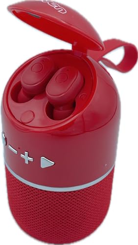 Seven - Speaker Wireless Con Earphones - Cassa Bluetooth Con Auricolari Wireless (Rosso)