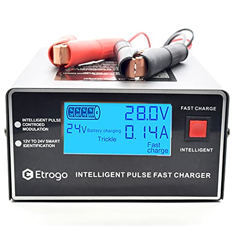 Etrogo Caricabatteria Auto 12V 24V 10A 250W Caricatore Di Impulsi Intelligente Con Funzione Di Rilevamento Automatico Riparazione Manutenzione Con Sch