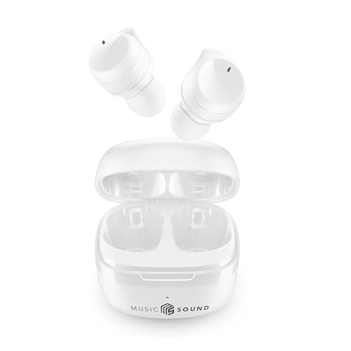 Music Sound - Flow - Auricolare Bluetooth In-Ear Senza Fili - Play Time 25H - Bianco