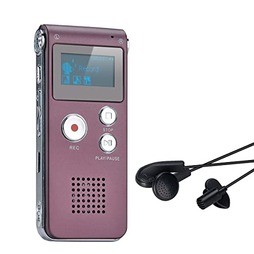 Covvy Portable Digital Voice Recorder Registratore Audio Audio Registratore Digitale Lcd Lettore Mp3-8Gb (Wine Red)