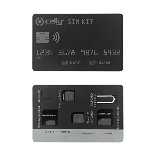 Celly Kit Universale Di Adattatori Per Schede Sim Con Clip, Nero