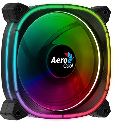 Aerocool Astro12 Pc Fan – 120Mm Fan With Carbon Fiber Finish,Omni Rgb Lighting And 18 Leds,Includes A 6-Pin Connector, Curved Blades And Anti-Vibratio