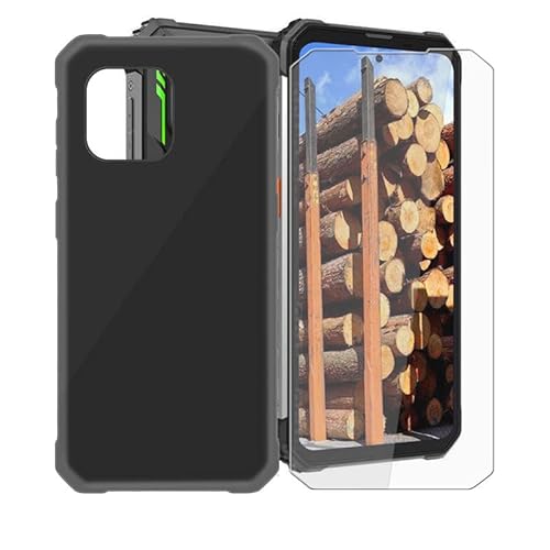 Aqgg Custodia + Vetro Temperato Per Blackview Bv8900 (6.50") Cover Case Black Tpu Morbido Silicone Bumper -Protezioni Per Lo Schermo -Black