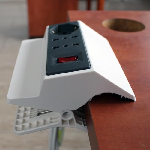 Multipresa Da Scrivania Con Morsa, Ciabatta Multipresa Da Tavolo Con Morsa, Spina 10A, 2 Prese Bipasso 10/16A + 1 Presa Universale Schuko, Interruttor