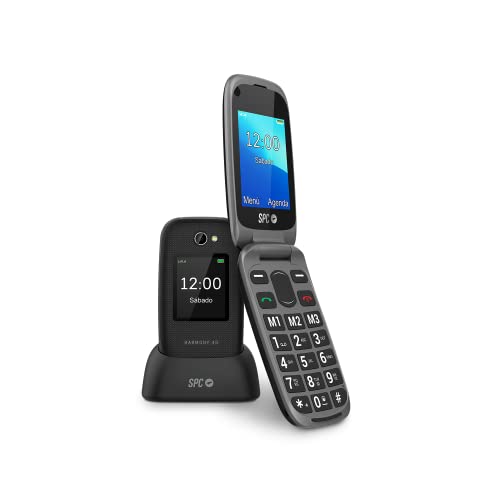 Spc Harmony 4G - Telefono Cellulare Flip Anziani Con Tasti Grandi, Compatibile Con Apparecchi Acustici, Configurazione Remota, Pulsante Sos, Volume De