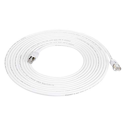 Amazon Basics - Cavo Di Rete Ethernet Patch Cat7 Ad Alta Velocità Gigabit Con Connettori Rj45, Bianco, 6,1 M