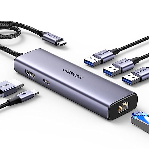 Ugreen Revodok Hub Usb C Ethernet Gigabit Hdmi 4K Con Pd 100W Adattatore Usb C A Usb 3.0 Compatibile Con Macbook Pro Air M2 M1, Ipad Pro Air, Galaxy S