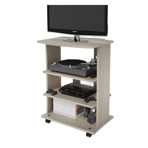 Carrello Porta Tv Elide Linea Azzurra Con Rotelle E Ripiani In Legno Made In Italy Per Soggiorno Praticità E Stile In Un Mobiletto Mobile E Versatile,