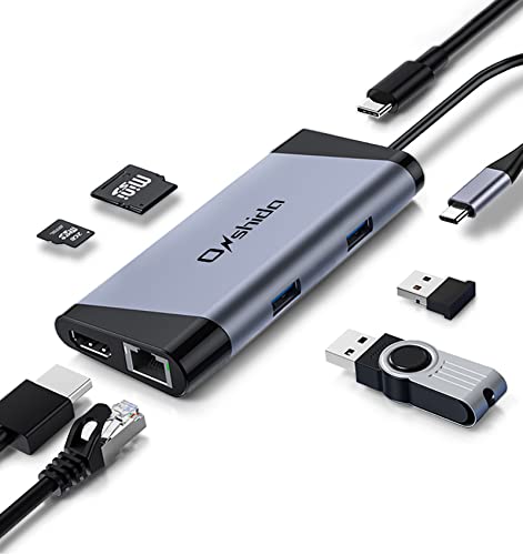 Onshida Hub Usb C Adattatore 7 In 1 Usb C Hub Con Hdmi 4K, Ethernet Rj45, Porte Type C Pd, 2 X Usb 3.0 E Lettore Di Schede Sd/Tf Compatibile Con Macbo