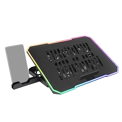 Mars Gaming Mnbc7, Base Di Raffreddamento E Supporto 16", Rgb 10 Modalità, 6 Ventole Controllabili, Stand 6 Posizioni, Supporto Smartphone, 2 Usb 2.0,