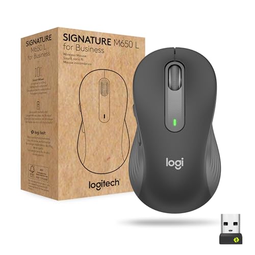 Logitech Signature M650 For Business, Mouse Wireless Per Mani Di Piccole E Medie Dimensioni, Logi Bolt, Bluetooth, Smartwheel, Grigio