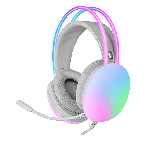 Mars Gaming Mh-Glow Rosa, Cuffia Full Chroma Rgb Flow A 360°, Microfono Cancellazione Rumore, Design Ultraleggero, Padiglioni Mempory-Foam, Compatibil